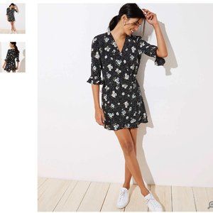 NWOT Loft Dress Romper Black Floral Print Size 6